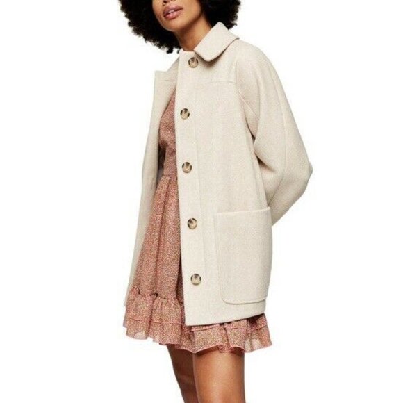 Topshop Jackets & Blazers - Topshop Oatmeal Beige Color Oregon Car Coat Casual Jacket Size 2